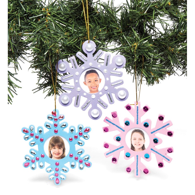 Baker Ross Winter Snowflake Wooden Photo Frame Xmas Hanging Decorations