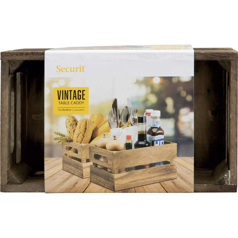 Securit Vintage Mini Wooden Box Table Caddy - 5.5" x