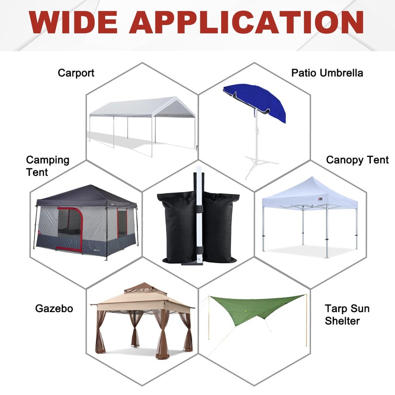 ABCCANOPY Canopy Weights 120 LBS Gazebo Tent Sand Bags,4pcs-Pack (Black)