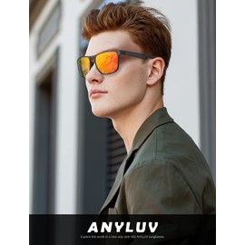 ANYLUV Polarized Sunglasses for Men Rectangular Classic Al-Mg Metal Frame Sun Glasses Mens Sunglasses with UV Protection