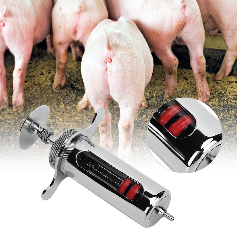 Pigs Cattle Sheep Reusable Hypodermic Injector Animal Syringe Farm Veterinary
