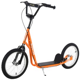 Benicabaly Youth Kick Scooter for Kids 5+ with Adjustable Handlebar and Dual Brakes, Inflatable Wheels, Orange