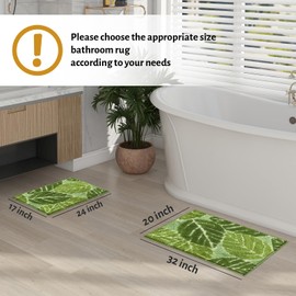 Witzest Sage Green Plant Non Slip Bathroom Rugs Kawaii Monstera Leaf Absorbent Bath Mat Fun Botanical Floor Bathmat Washable Small Bath Matt Bathroom Decor-17''x24''