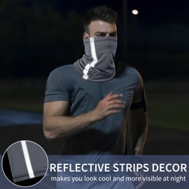 Kiiwah Pack of 2 Unisex Loop Scarves Thin with Reflective Stripes, Multifunctional Tube Scarf for Men Women Outdoor Sports Fishing Running Cycling (Black, Grey), Black, grey, Unit size