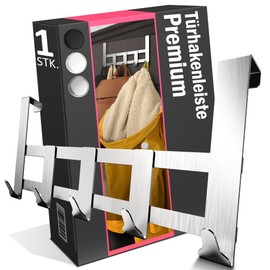 Menz Premium Stainless Steel Door Hook Rail - 20 mm Door Coat Rack 5 Hooks