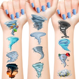 24 Sheets 144 PCS Tornado Temporary Tattoos Stickers, Tornado Party Favors Tornado Birthday Party Decorations Supplies Gifts for Kids Teens Adults Boys Girls Classroom Rewards