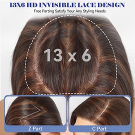 HAIRCUBE 13x6 HD Synthetic Lace Front Wig, 10 Inch Brown with Highlight Bob Wig Natural Density Hairline Straight Glueless Wig for Women Daily Use