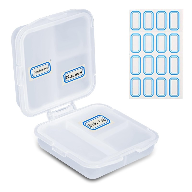 Travel Pill Organizer 6 Compartments Portable Pill Case with Double