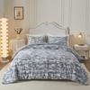 Jameswish Faux Fur Duvet Cover Set Ultra Soft Marbled Ivory