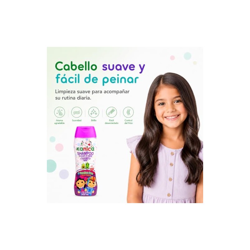 KANICA Champú sin parabenos con aloe vera y aguacate. Champú