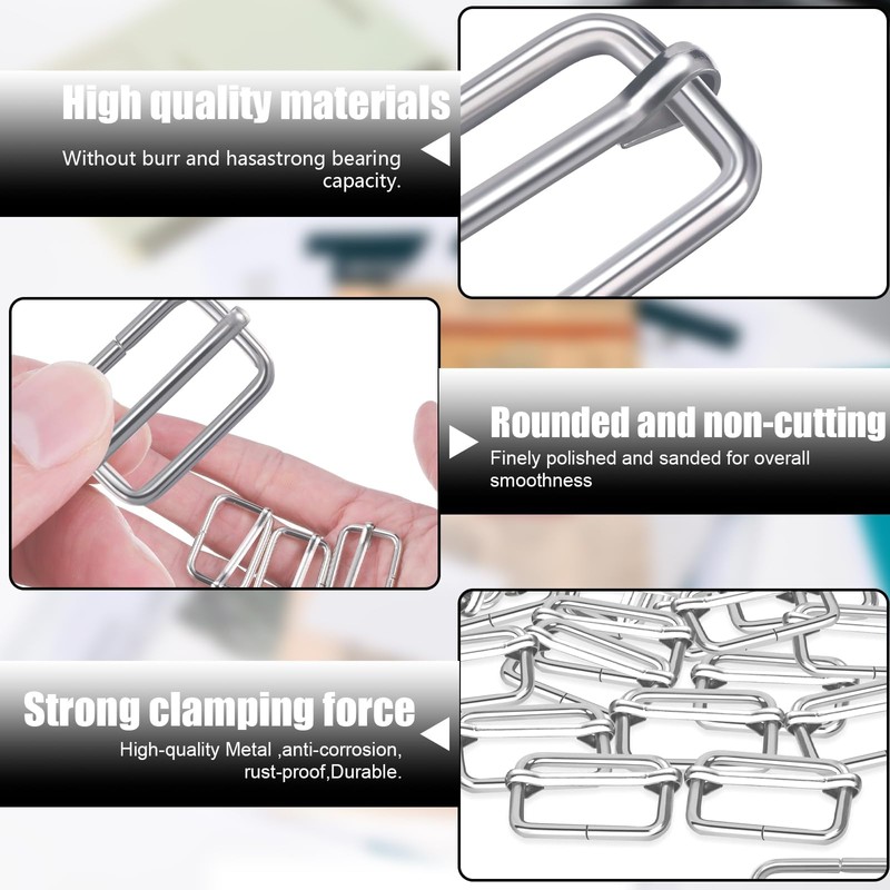 Metal Adjustable Slide Buckles, 30 Pcs Adjustable Webbing Slider, Trig