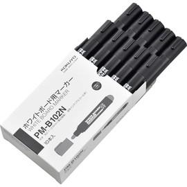 KOKUYO PM-B102NDX10SET Dry Erase Markers, Recycled Resin, Medium Point, Black, Set of 10