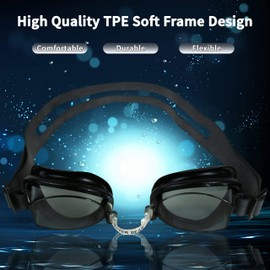 Water Gear No-Leak Anti-Fog Swim Goggles - Adjustable Durable Split Headband and Nose Strap - with UV Protection - Swimming Goggle for Men and Women (Smoke)