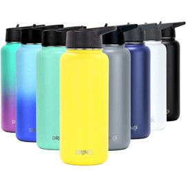 DRINCO Stainless Steel Water Bottle Spout Lid Vacuum Insulated Double Wall Water Bottle Wide Mouth (40oz 32oz 22oz 18oz 14oz) Leak Proof Keeps Cold or Hot (32 oz, 32oz Illuminating Yellow)