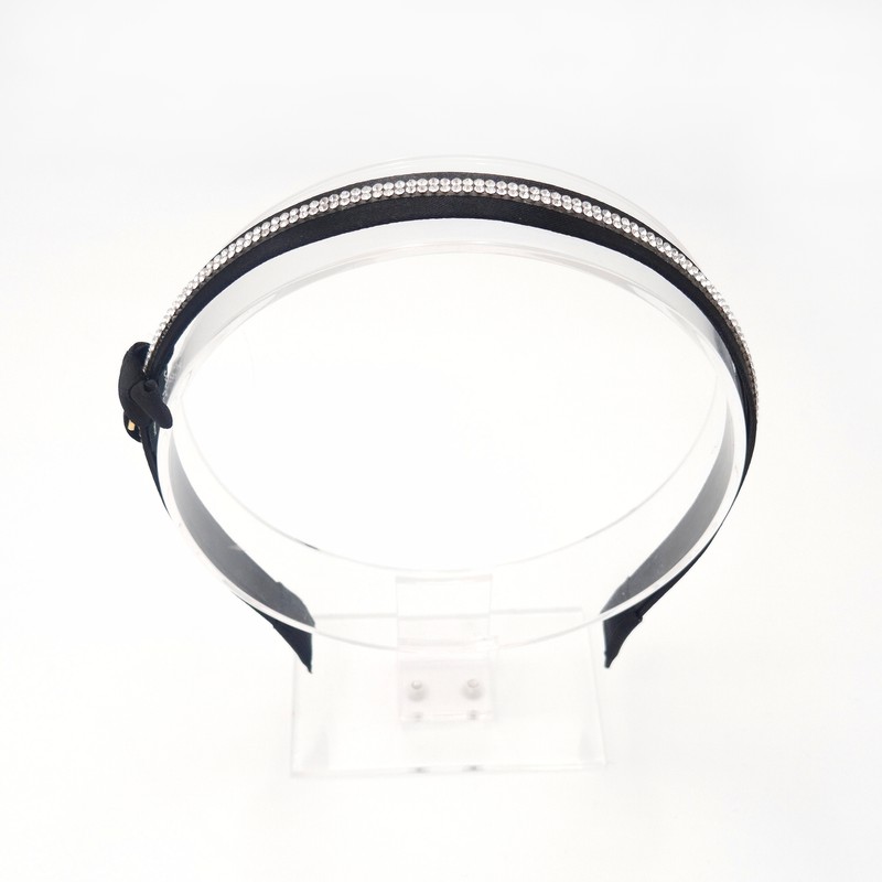 (2 types) Burnaby Slim Black Gold Cubic Ribbon Hairband Silver