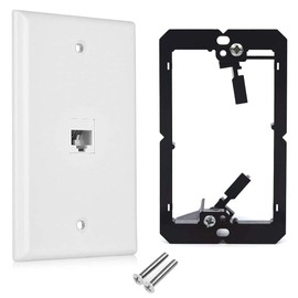 CAT.6 RJ45 Ethernet Wall Plate, OZXNO 1-Pack RJ45 Female to Female Keystone Jack Wallplate Removable Cat6 Inline Coupler Faceplate with Low Voltage Mounting Bracket Device (1 Port)