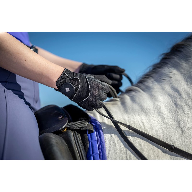 LeMieux Unisex 3D Mesh Riding Gloves in Black - Lightweight