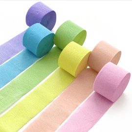 6 Crepe Paper Streamers Rolls, 492ft 6 Pastel Colors Crepe Paper Party Supplies for Birthday Wedding Spring Themed Party Decorations, DIY Crafts Supplies (1.8 inch x 82 ft/Roll)