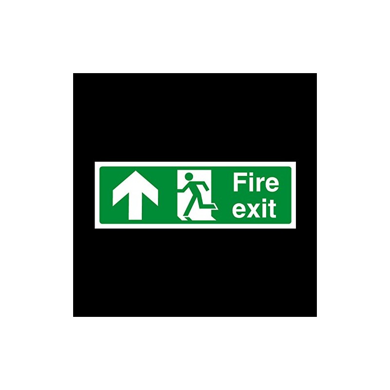 Fire Exit Arrow Up Sign 300mm x 100mm - Plastic