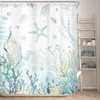 KOMLLEX Teal Gold Beach Ocean Coastal Shower Curtain for Bathroom