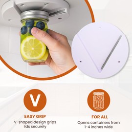 GadgetNestUSA - Under Cabinet Jar Opener - Jar Lid and Bottle Opener for Weak Hands - Kitchen Tool for Seniors - Effortless Opening Solution for Arthritis - Easy Installation - White, 7 Inch