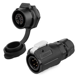 CNLINKO LP-16 Industrial Waterproof Connector IP68 Round Connector Quick Release Aviation Plug PBT Housing Plug Aviation Connector M16 2-9 Pin Threaded Socket (5 Pin)