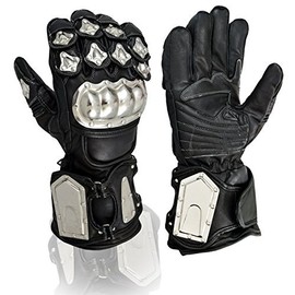 NORMAN Stainless Steel 100% Genuine Leather Motorcycle Waterproof Gloves - Medium