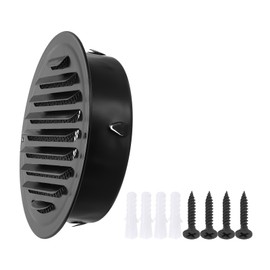 PATIKIL 6.3" Round Air Vent Cover, Stainless Steel Louvered Wall Inlet Outlet Grill Screen Mesh Ducting Soffit Vent with Screws for Ventilation, Black