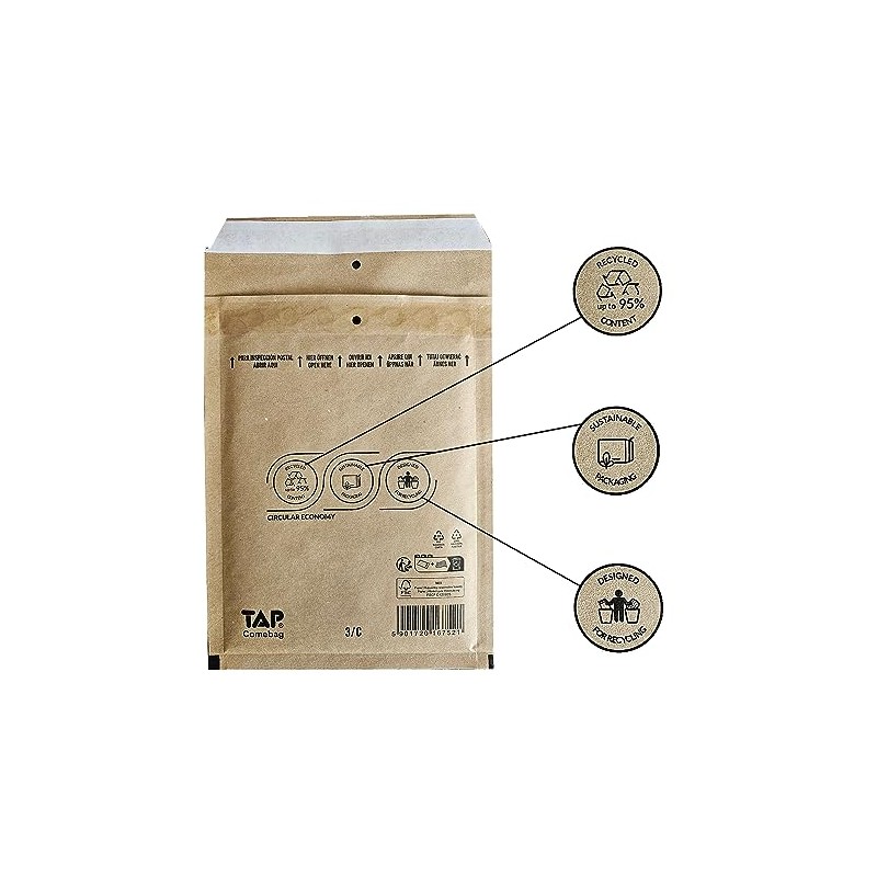 Global Pack Brown Bubble Envelopes Bubble Mailers 3/C 170 x
