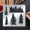 BENECREAT Pine Tree Stainless Steel Stencil Template, 6x6 Inch Forest