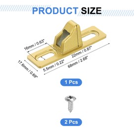 sourcing map Sliding Door Keepers, 2.68" x 0.69" Zinc Alloy Sliding Glass Door Lock Keepers Sliding Door Lock Latch with Mounting Screw for Various Sliding Patio Door, Champagne