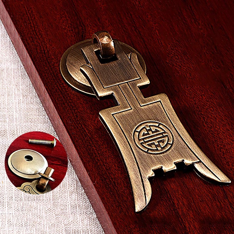 Tiazza 2pcs Chinese Style Vintage Furniture Drawer Brass Pull Handle