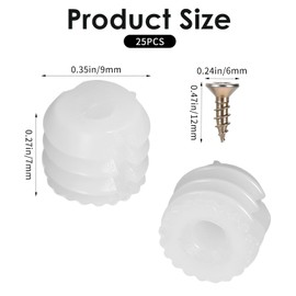 50 PCS Plastic Hinge Dowel Inserts with Screws Hinge Expansion Dowels for Cabinet Cupboard Desk Chair