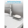 Minimalist Self‑Draining Soap Dish Tray (Natural White)