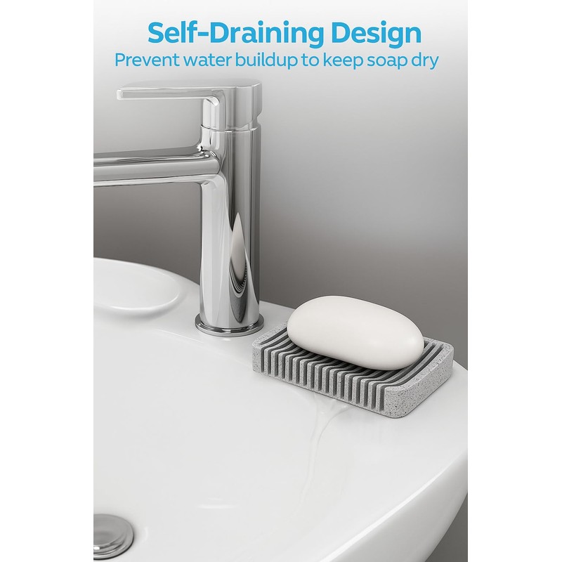 Minimalist Self‑Draining Soap Dish Tray (Natural White)