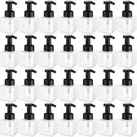 Domensi 24 Pcs Foam Pump Bottle Foaming Soap Dispenser Empty Travel Foaming Dispenser 8.5 oz Refillable Hand Soap Plastic Pump Bottle Travel Clear Container for Bathroom Vanities (Black)