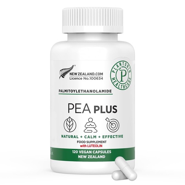 Plantonin New Zealand - Palmitoylethanolamide 600mg + Luteolin - Micronized Pea Supplements - 120 Vegan Capsules