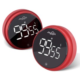 JOYHILL Digital Kitchen Timer, Large LED Display with Magnetic Countdown 3 Volume Levels, Ideal for Cooking Classroom Studying Fitness, Timer for Kids and Seniors, Red 2 Pack