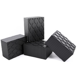 Yudylg 4 Pack 6-3/8" x 4-3/4" x 3.15" Solid Rubber Auto Lift Block Pads, Heavy-Duty Rubber Blocks for Car Lift Pads, Lift Blocks, Camper Stabilizer Jack Pads-Anti-Slip Texture,4000lb Capacity