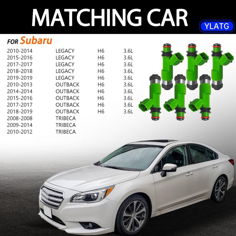 YLATG Fuel Injectors for Subaru Legacy 2010-2019,Tribeca 2008-2014,Outback 2010-2019,3.6L OEM#16611AA740（6Pcs）