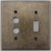 Aged Antique Brass 2 Gang Combination Switch Plate - 1