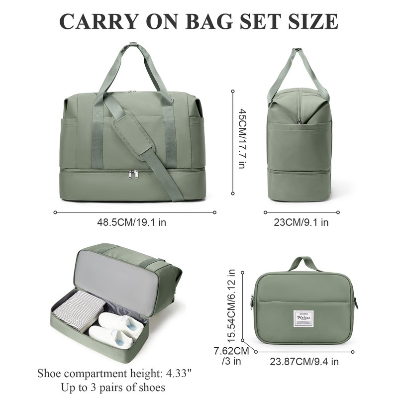 Travel Duffel Bag, Weekender Bags for Women with Shoe Compartment,2Pcs