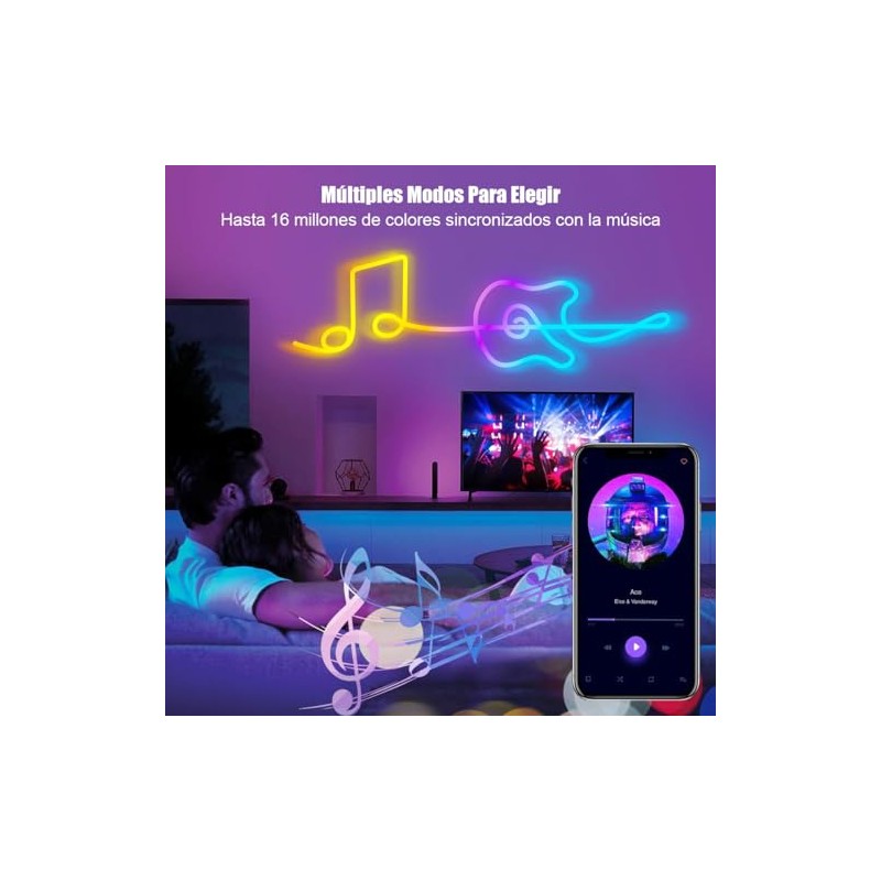 EASYTAO Tira LED Neon RGB Bluetooth 5M 360LED, RGB Luces