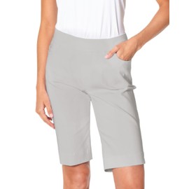 SLIM-SATION Women's Golf Wide Band Pull On Short with Real Pockets (Color Sterling,16)