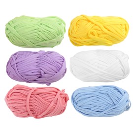IWOWHERO 6PCS Woolen Yarn for DIY Hand Knitting White Pink Yellow Purple Green Blue Pilling Knitting for Scarves Hats Blankets and More