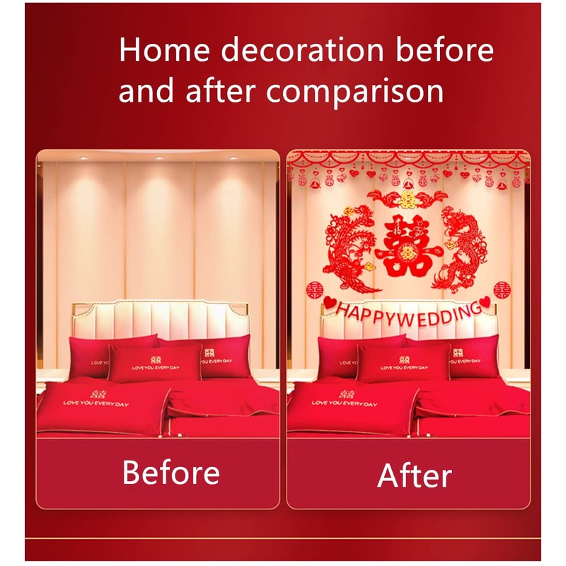 Semli Traditional Chinese Wedding Party Decoration Dragon Phoenix Door Stickers