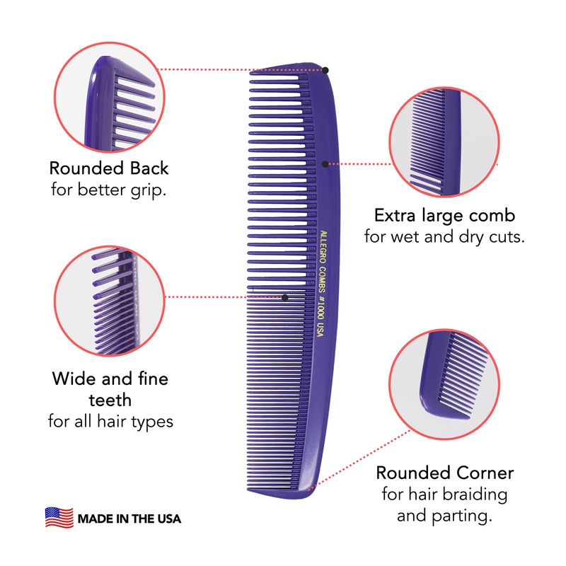 Allegro Combs 1000 X-Large Styling Comb Hair Cutting Barber Stylist