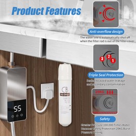 2 Pack Boiling Water Tap Replacement, Anti Scale Activated Carbon Water Filter, Universal Integrated Tap Filter Cartridge for Home, Hotel