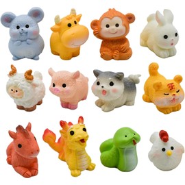 12 pcs animal minifigure resin cute zodiac animal resin zodiac figurine landscape zodiac set garden decoration lucky lucky lucky charm toy funny decorative sculpture figure ornament small statue