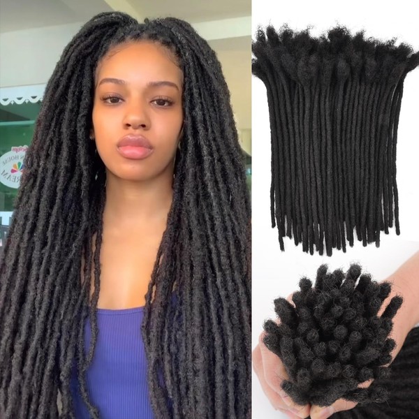BUGUQI 100% Human Hair Dreadlock Extensions - Handmade Premium Remy